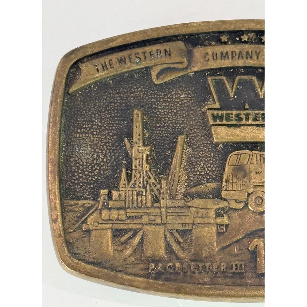 Vintage 1981 Western Company of‎ North America Brass Belt Buckle - 2nd Edition